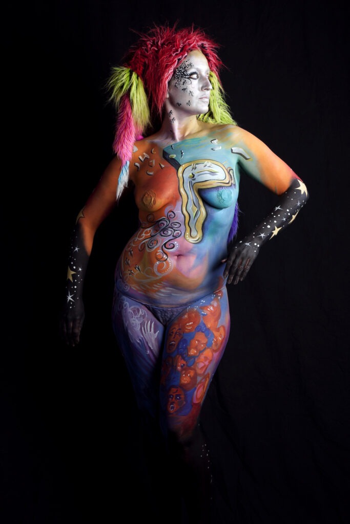 Cassie Hepler body painting modeling.