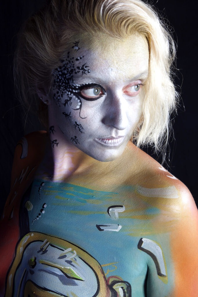 Cassie Hepler body paint modeling.